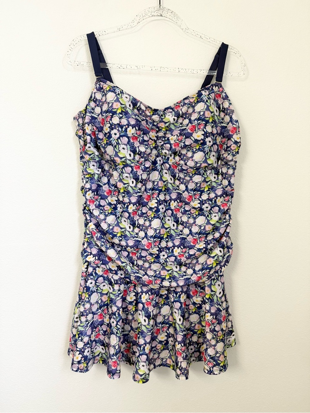 Nicole Miller Women’s Floral Shirred Tankini Swim Dress